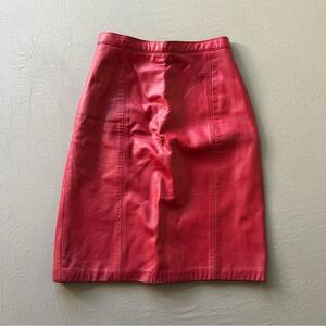 Elegant Red Leather Skirt